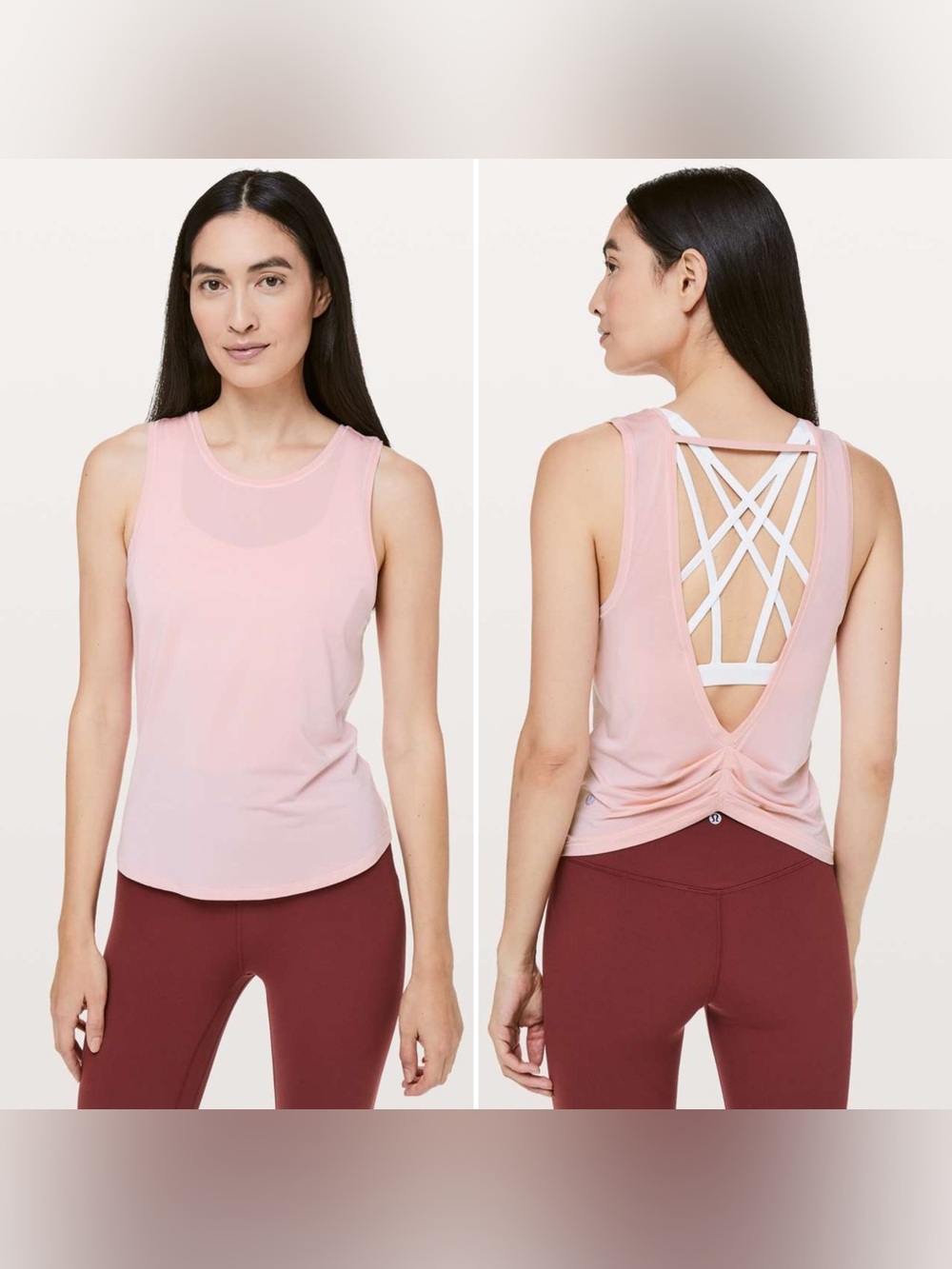 Lululemon Deep Stretch Tank Top Open Back in Pink Women’s Size 10
